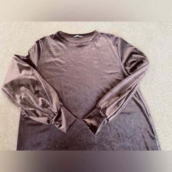 NWOT Zara Collection Brown Velvet Straight Dress - Picture 5 of 8